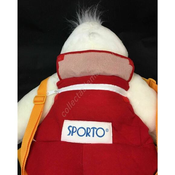 Rare SPORTO Advertising Mascot Plush White Duck Backpack w/ Red Overalls 1997 - Picture 9 of 9